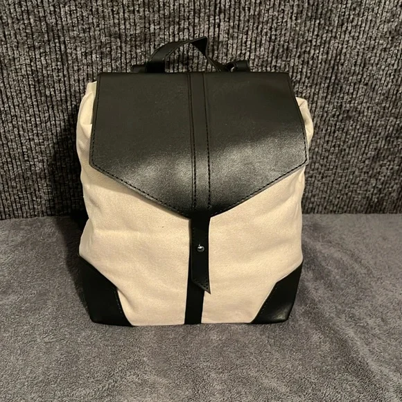 Deux Lux: Canvas Backpack with Vegan Leather Trim - Picture 3 of 16